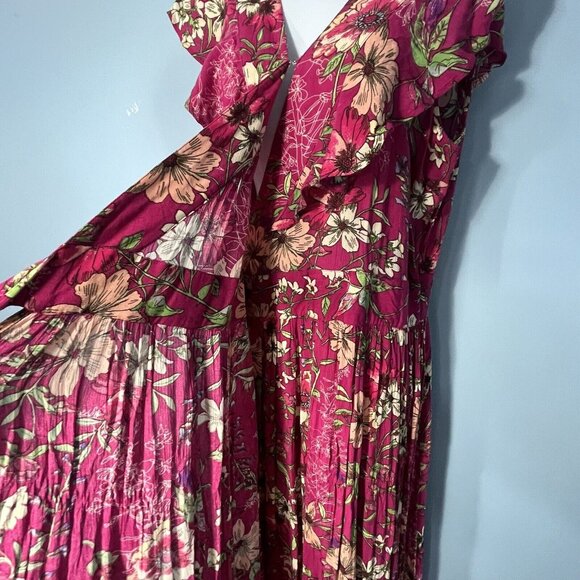 Sofia Floral‎ Fairy Wrap Dress Large Cottage Peasant Ethereal Victorian Feminine - Picture 6 of 12